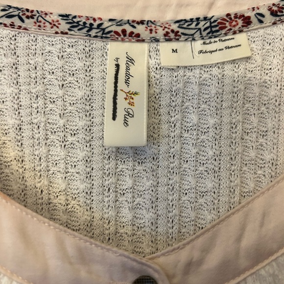 Anthropologie Meadow Rue Kersee Button Ivory Boho Henley Blouse Top Medium - Picture 6 of 6